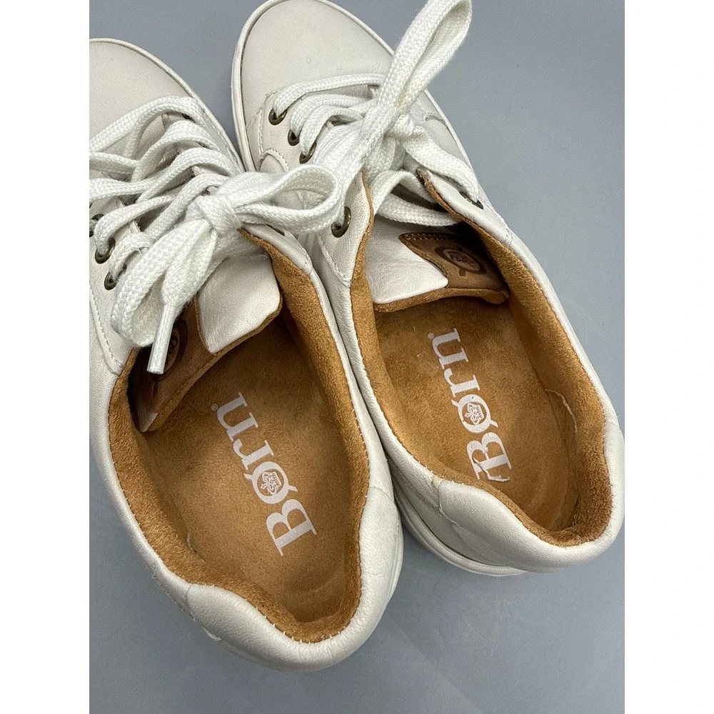 Born Mira Cream Leather Platform Sneakers Low Top Shoes BR0054301 Womens 6.5M